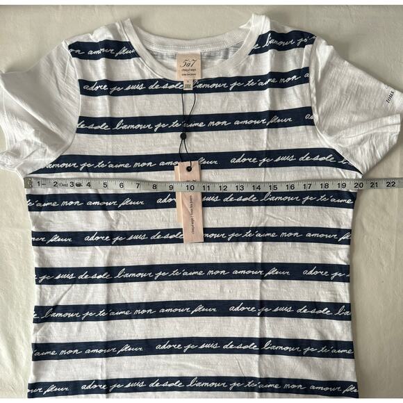 Cinq a Sept Love Letter Stripe Tee in White Multi Size S - Picture 8 of 9